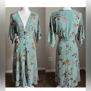 Forever 21 Green Stripe Floral Dress
